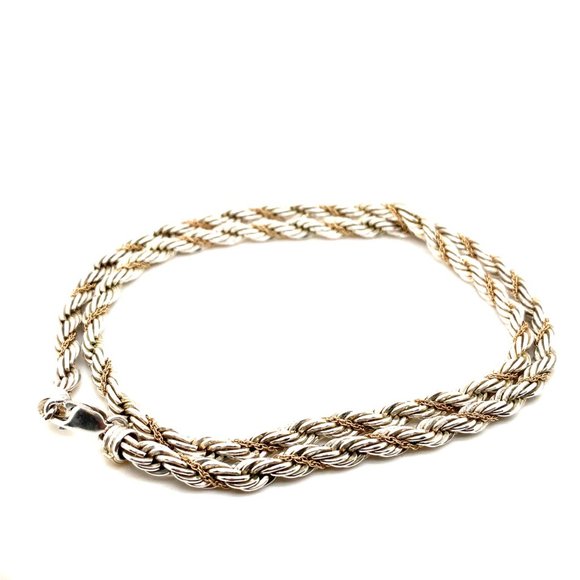 20" Precious Precious Brand Sterling Silver and 14K Gold Rope Chain - Picture 3 of 6